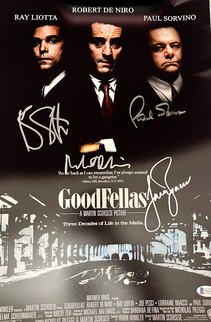 Robert DeNiro, Ray Liotta, Paul Sorvino, Lorraine Bracco Signed 11x17 Goodfellas Mini-Poster - Beckett COA