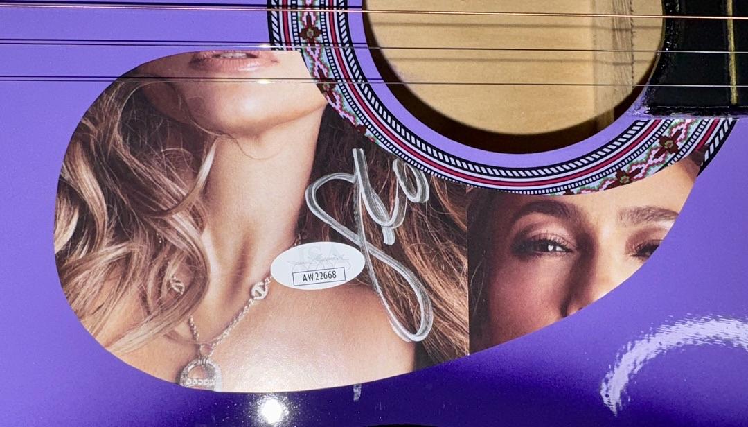 Jennifer Lopez Signed Purple Guitar - JSA COA #01