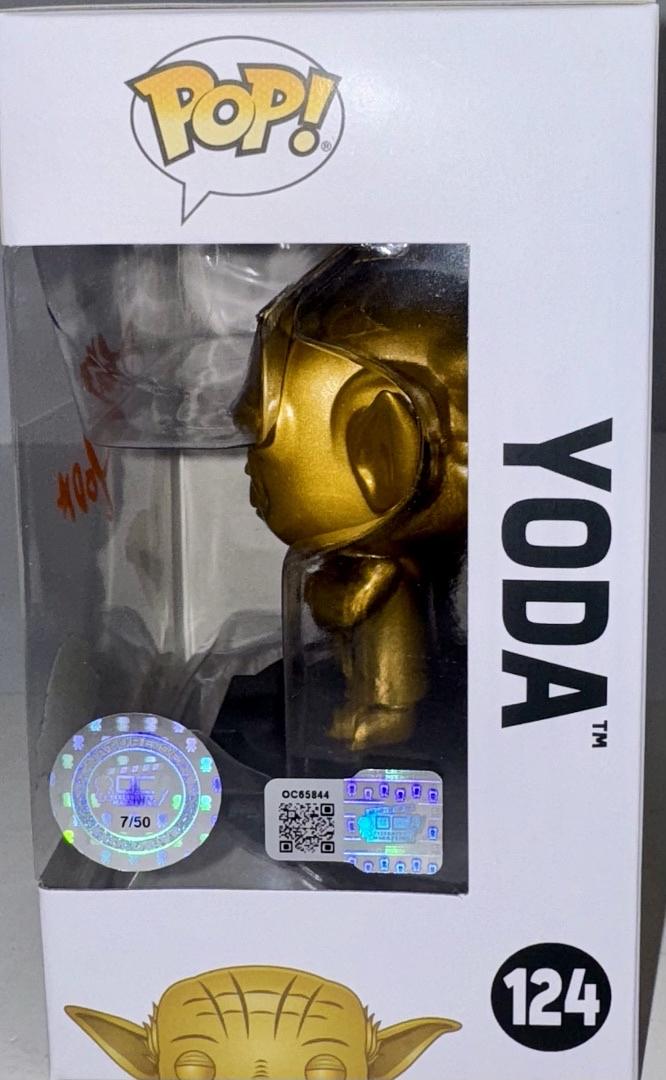 Deep Roy Signed Funko Pop #124 "Yoda" (Star Wars) Gold Special Edition - OC Celebrity Marketing