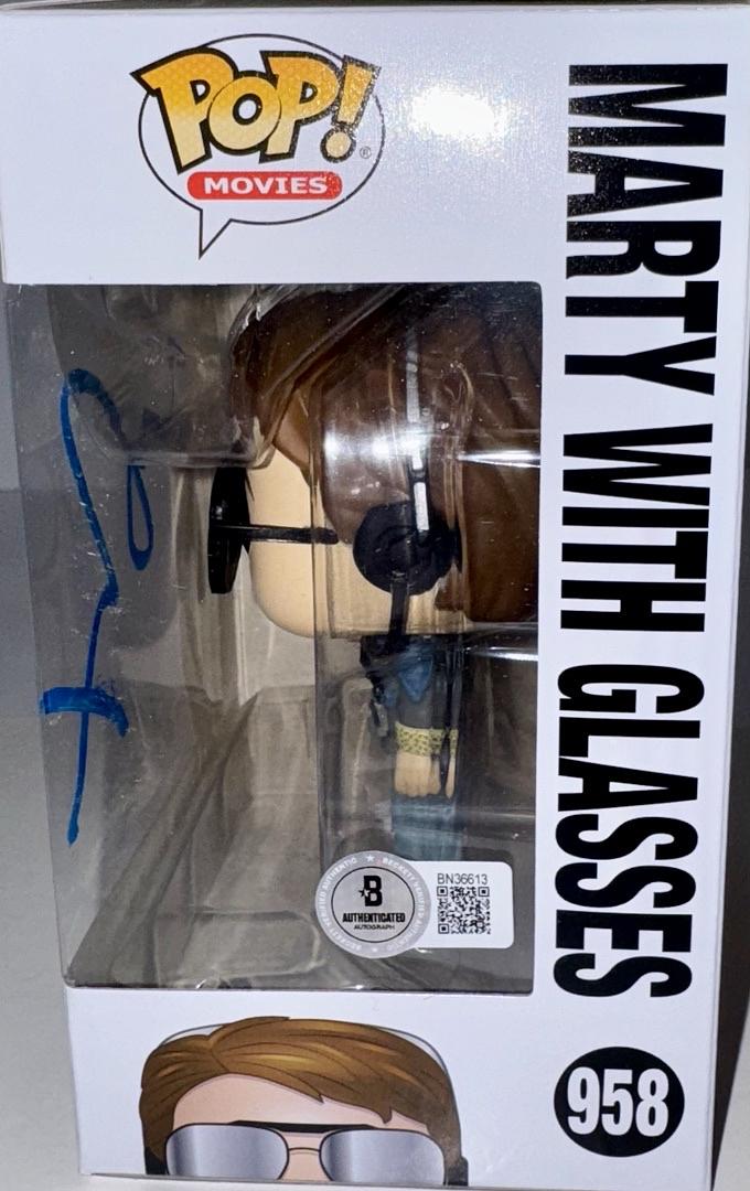 Michael J Fox Signed Funko Pop #958 Marty McFly w/Glasses Back To The Future (Blue Ink) - Beckett COA #2