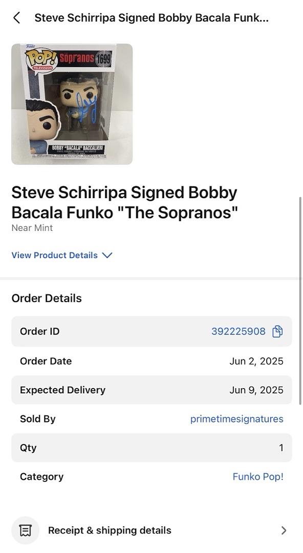 Steve Schirripa Signed Funko Pop #1699 "Bobby Bacala" (Sopranos) - Beckett COA #02