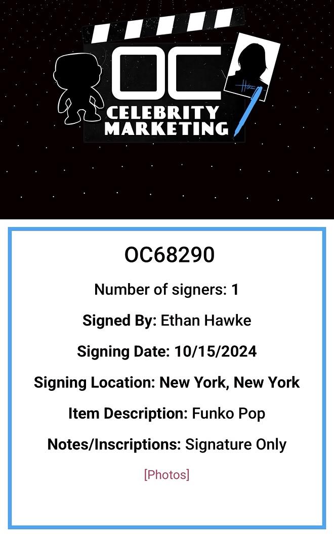 Ethan Hawke Signed Funko Pop #1488 "Arthur Harrow" (Moon Knight) - OC Celebrity Marketing