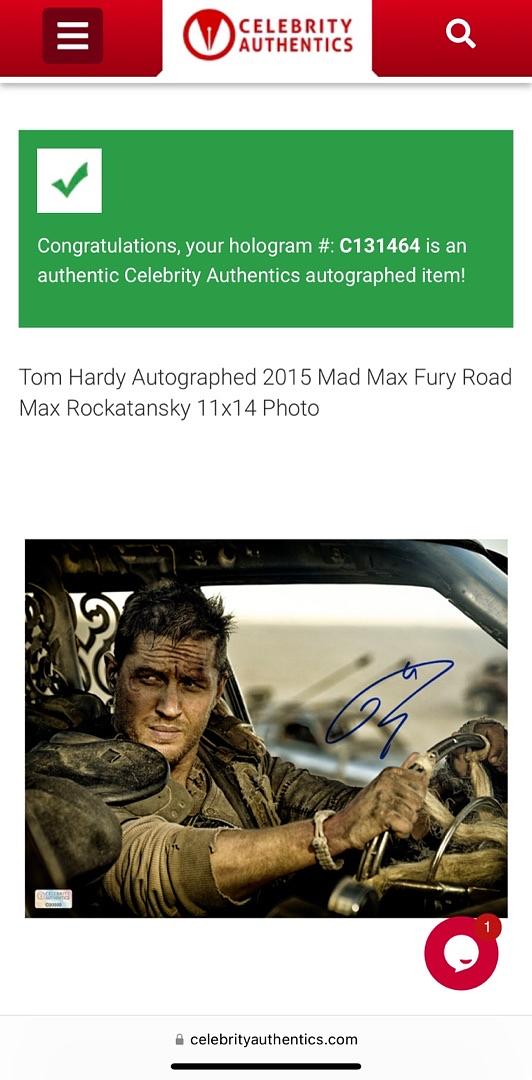 Tom Hardy Signed 11x14 Photo (Mad Max) - Celebrity Authentics