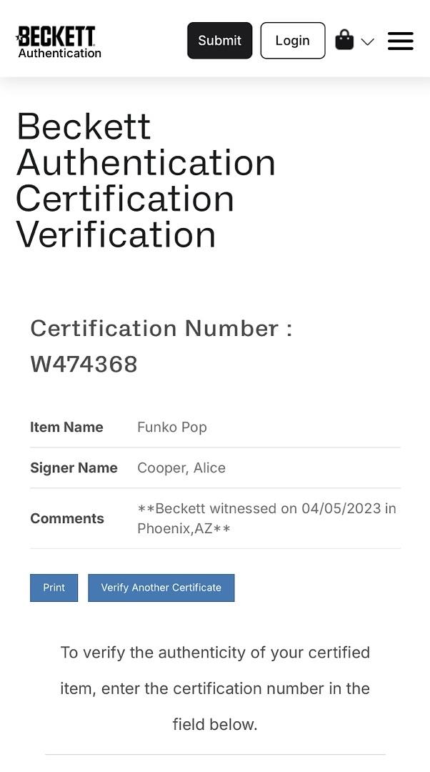 Alice Cooper signed Funko Pop #34 "Welcome to My Nightmare" - Beckett COA