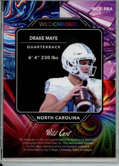 2023 Drake Maye Wildcard Wild Chrome Black Silver Prizm Signed Rookie Card Refractor Auto 1/1