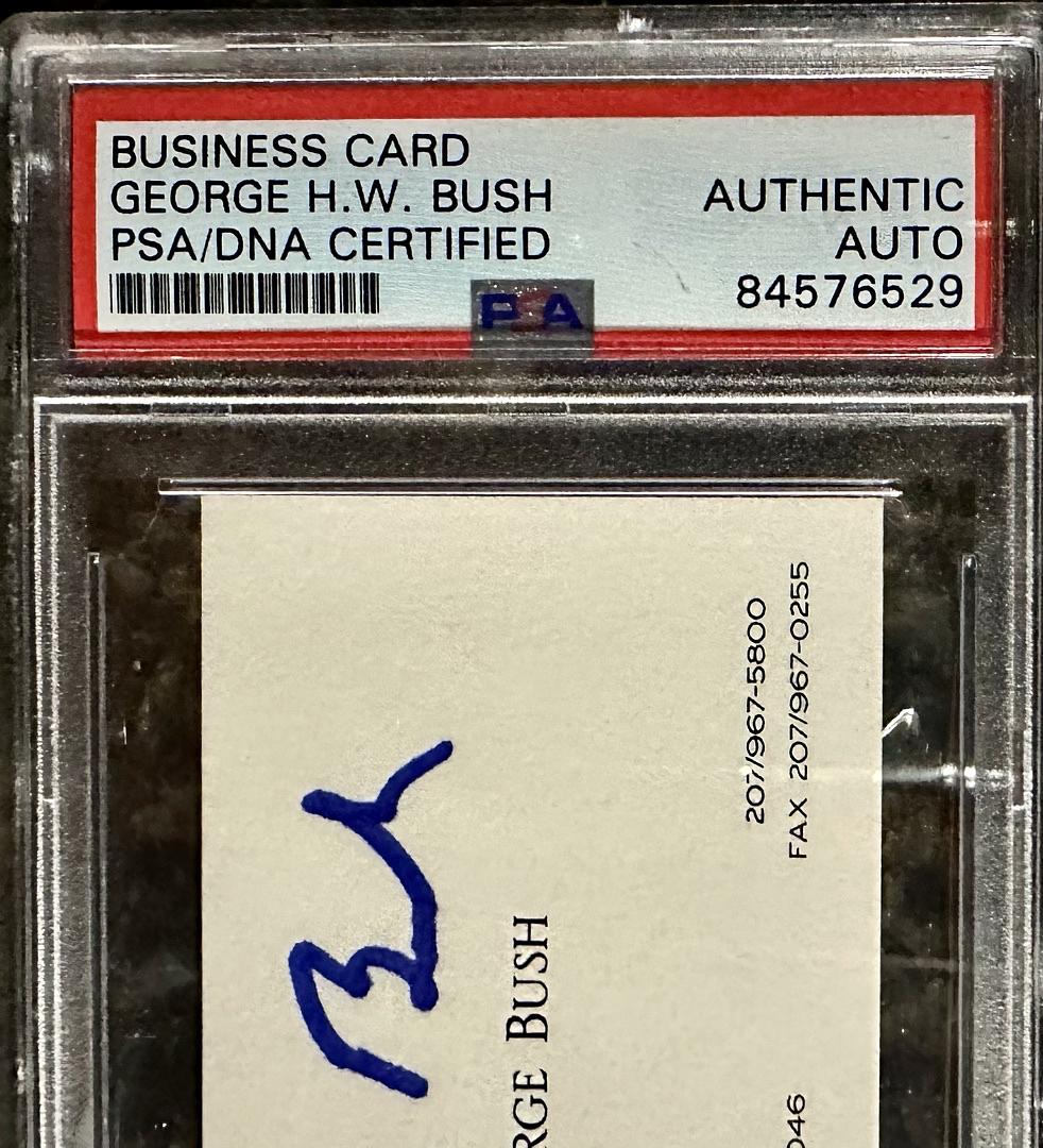George Bush Signed Business Card - PSA COA Kennebunkport