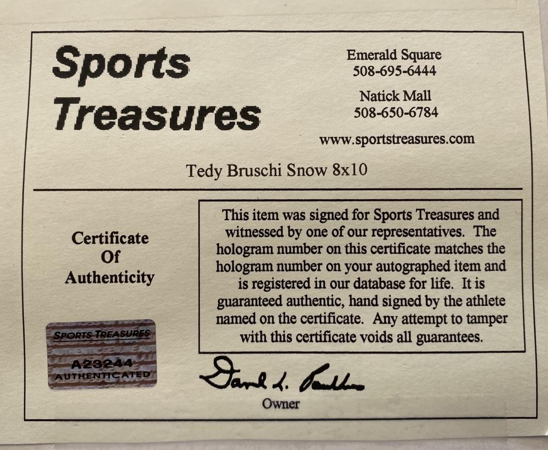 Tedy Bruschi Signed 8x10 Photo New England Patriots -Sports Treasures COA