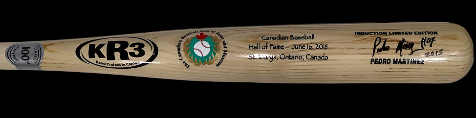 Pedro Martinez Autographed Limited Edition Blonde Canadian Baseball HOF Bat w/Inscription #13/100