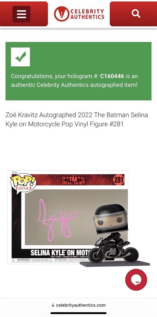 Zoe Kravitz Signed Funko Pop #281 "Selina Kyle" (The Batman) - Celebrity Authentics #02