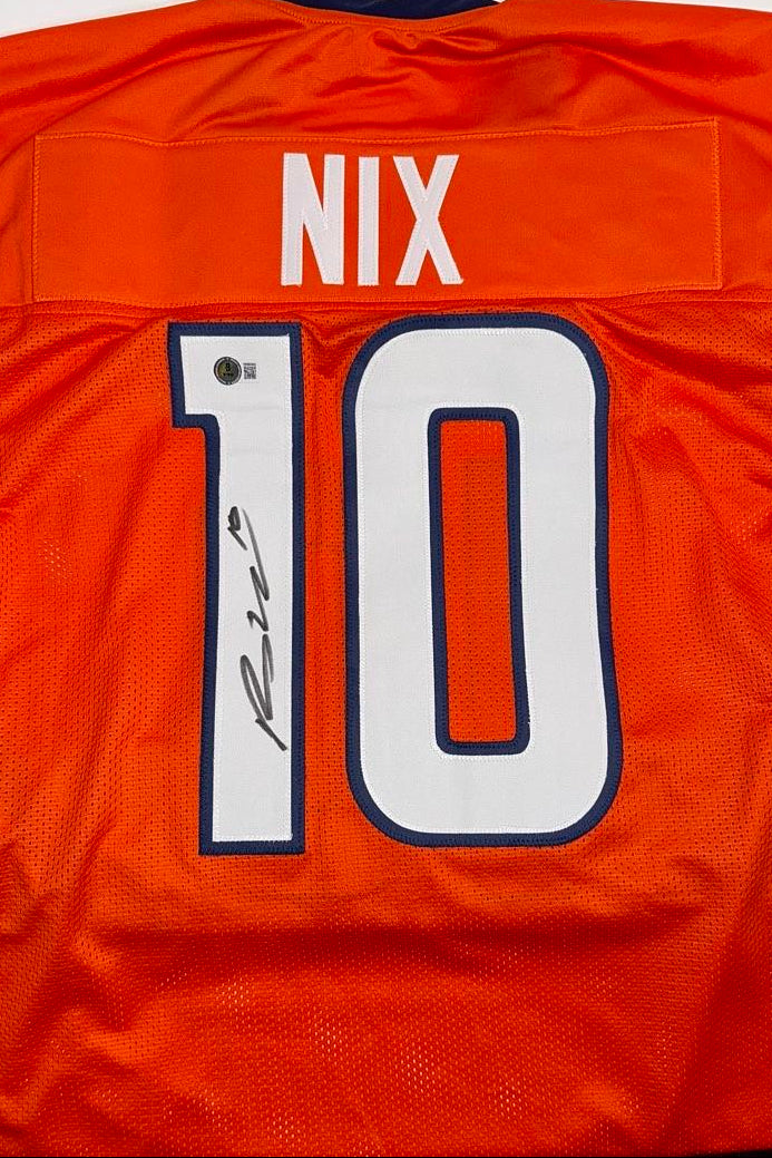Bo Nix Signed Orange Broncos Jersey - Beckett COA
