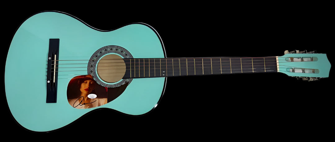 Ariana Grande Signed Teal Guitar - JSA COA