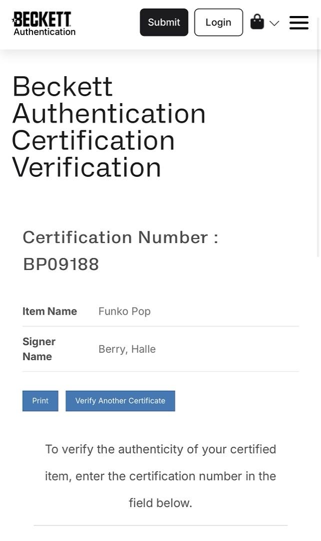 Halle Berry Signed Funko Pop #507 Catwoman (Blue Ink) - Beckett COA #1