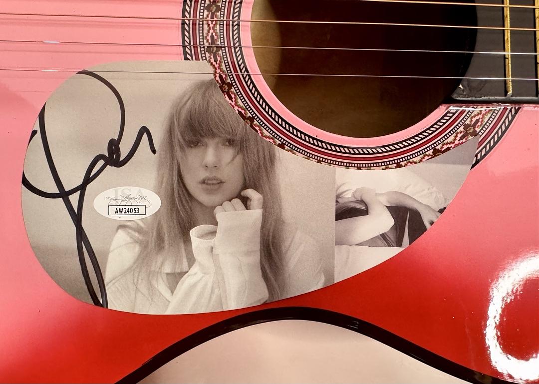 Taylor Swift Signed Pink Guitar - JSA COA #05