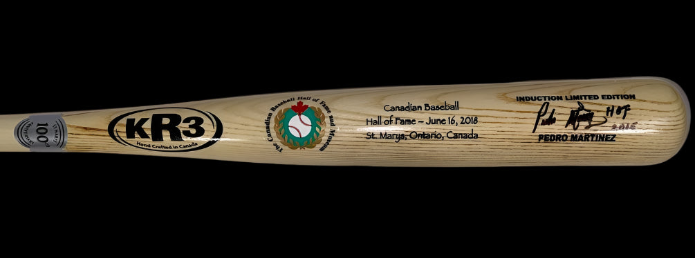 Pedro Martinez Autographed Limited Edition Blonde Canadian Baseball HOF Bat w/Inscription #11/100