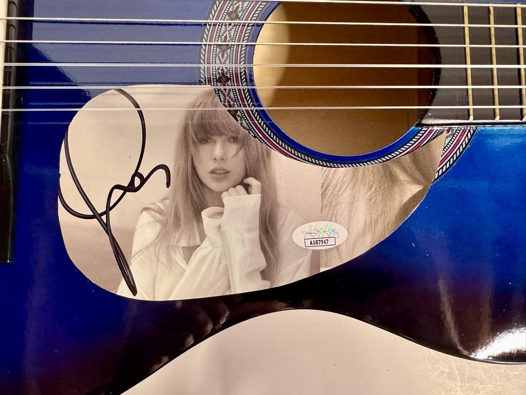 Taylor Swift Signed Blue/Black Guitar - JSA COA #02