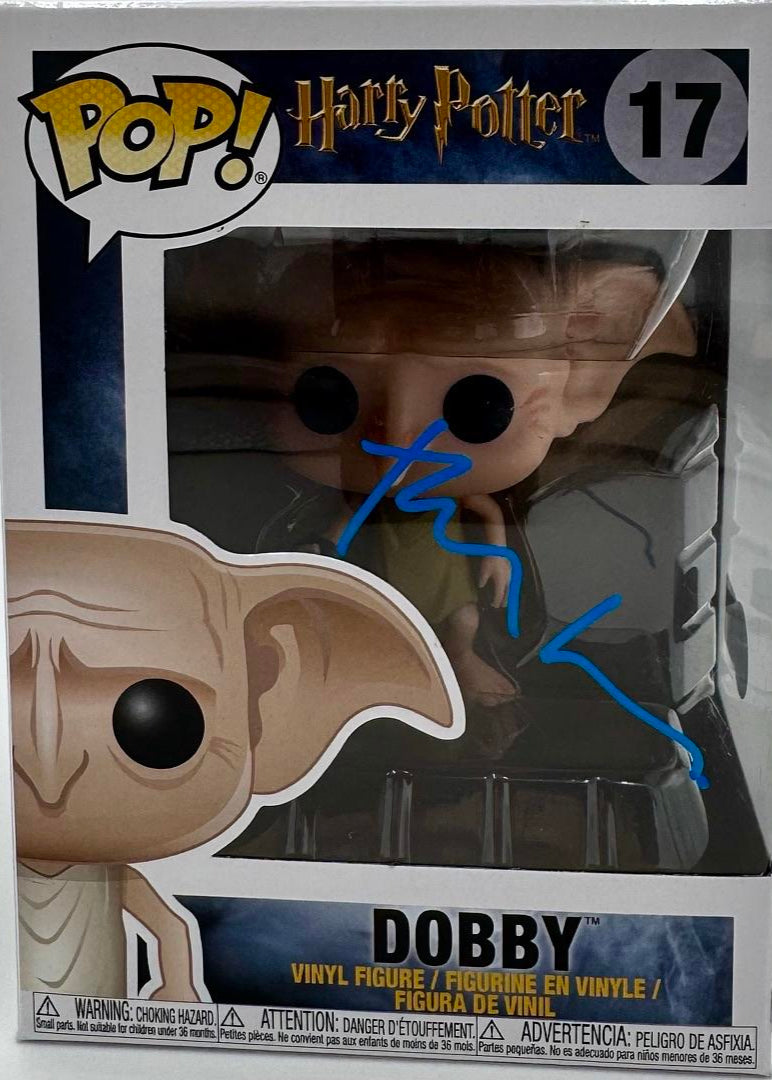 Toby Jones Signed Funko Pop #17 Dobby (Harry Potter) - Beckett COA #02
