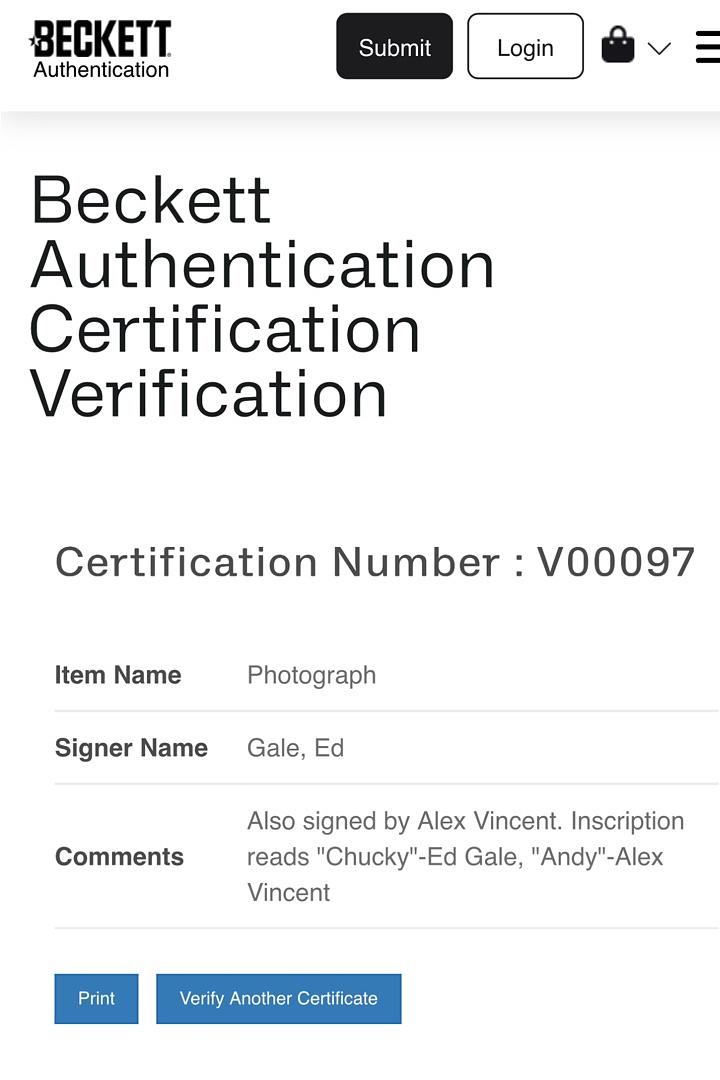 Ed Gale & Alex Vincent Signed 11x17 Poster (Child's Play) w/Inscription - BAS COA