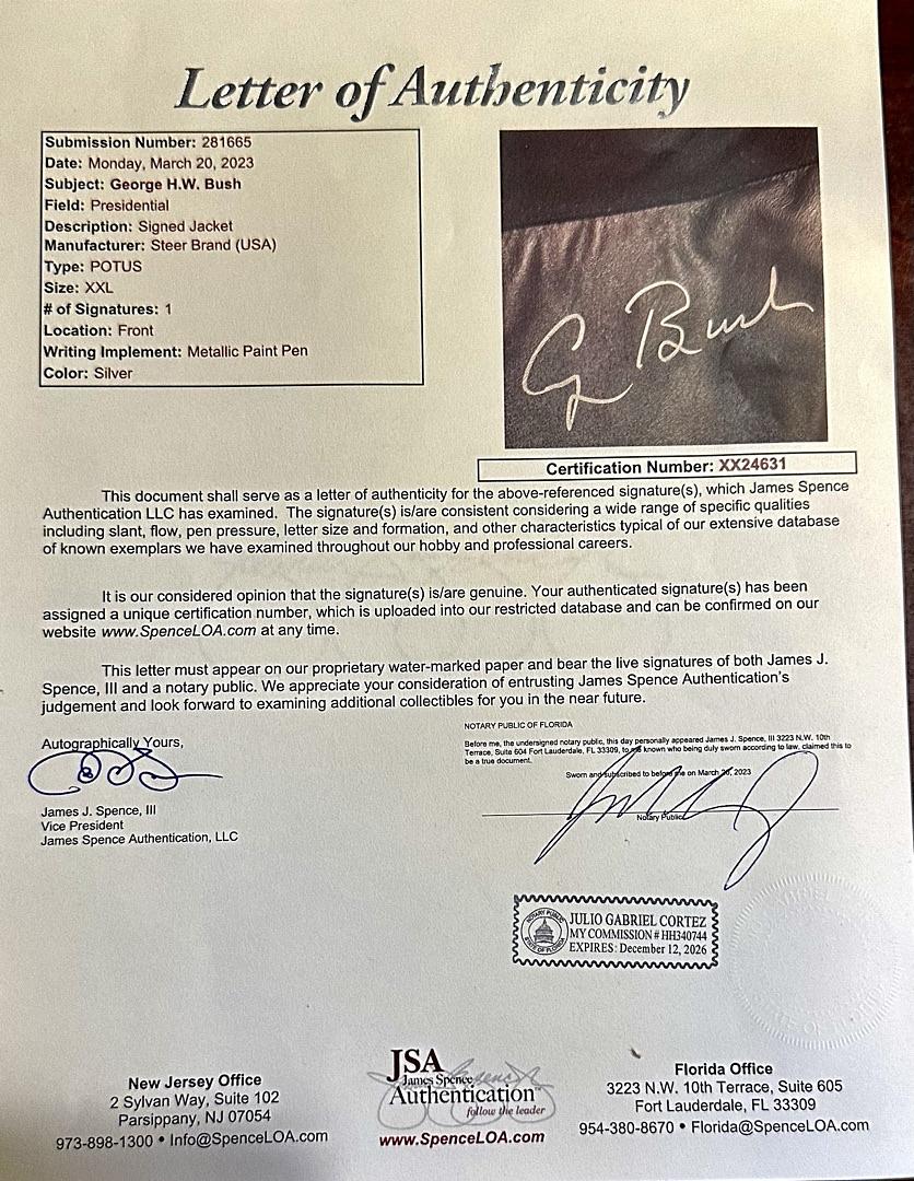 George Bush Signed Presidential Seal Jacket *RARE* - JSA COA