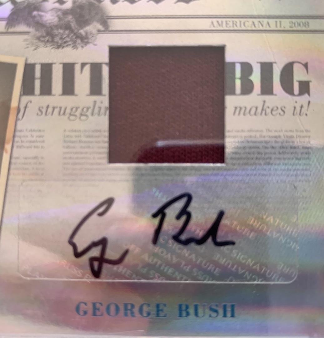 President George Bush Signed Donruss Americana Headliners #13/25 Autograph & Swatch *RARE* - Beckett Auto Grade 10