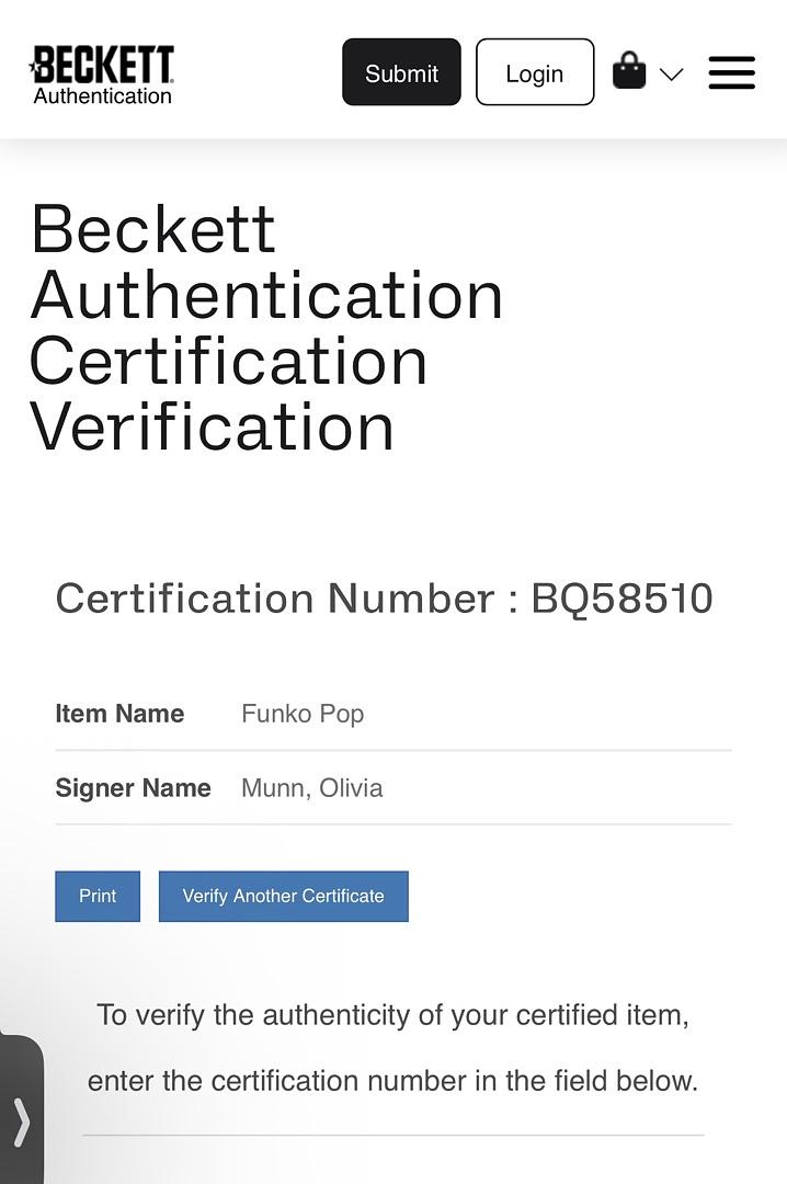 Olivia Munn Signed Funko Pop #180 Psylocke X-Men - Beckett COA #02