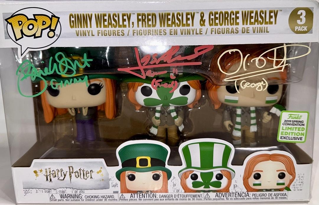 Bonnie Wright James Phelps Oliver Phelps RARE Signed Funko Pop Harry Potter Weasley Family - Official Pix COA
