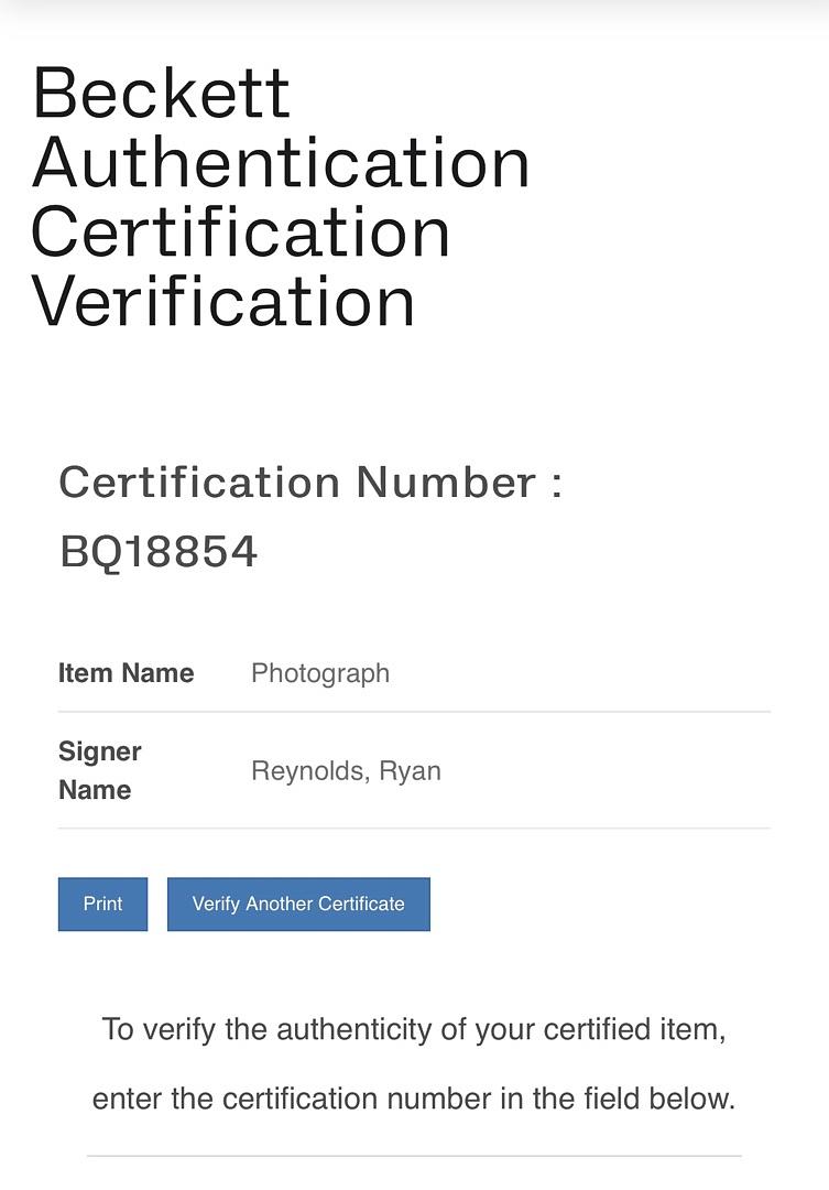 Ryan Reynolds signed 11x14 Deadpool & Wolverine (Blue Ink) - Beckett