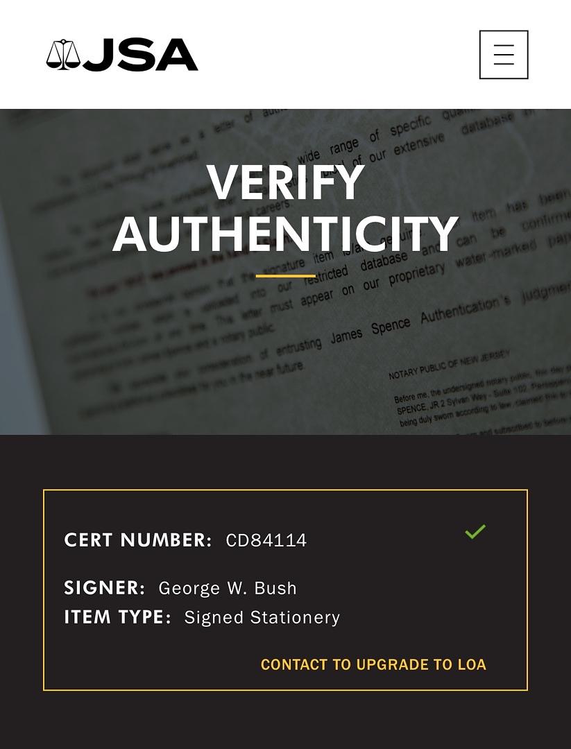 George W. Bush Signed Presidential Card (Personalized) *RARE* - JSA COA