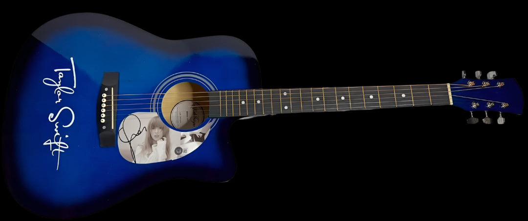 Taylor Swift Signed Blue/Black Guitar - Beckett COA