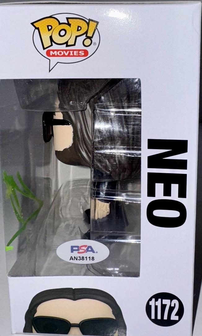 Keanu Reeves Signed Funko Pop #1172 "Neo" Matrix (Green Ink) - PSA COA
