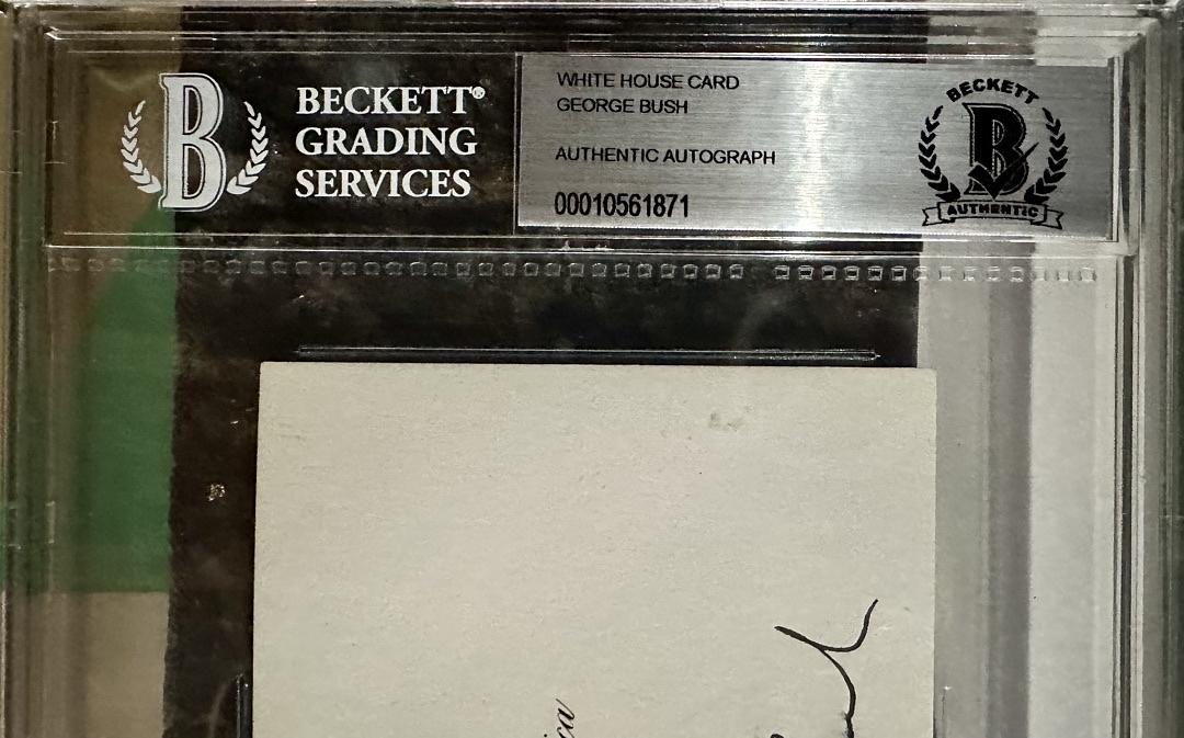 George Bush Signed Slabbed Vice-Presidential Card - Beckett COA