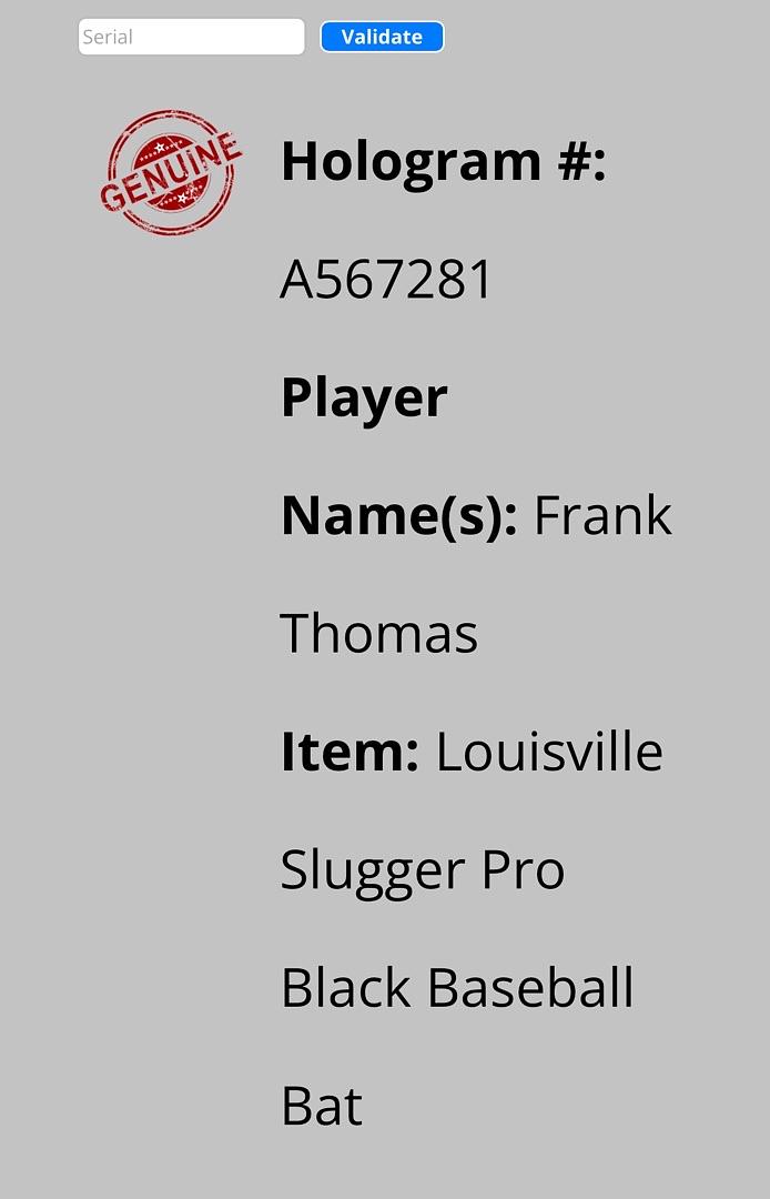 Frank Thomas Autographed Black Louisville Slugger Baseball Bat w/ Schwartz COA
