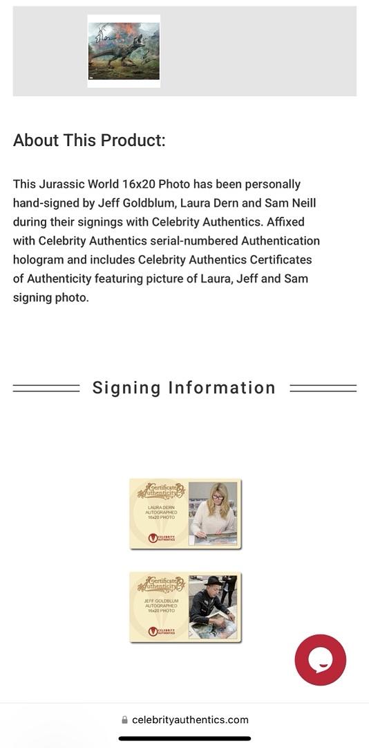 Sam Neill Laura Dern Jeff Goldblum Signed 16x20 (Jurasic World) - Celebrity Authentics