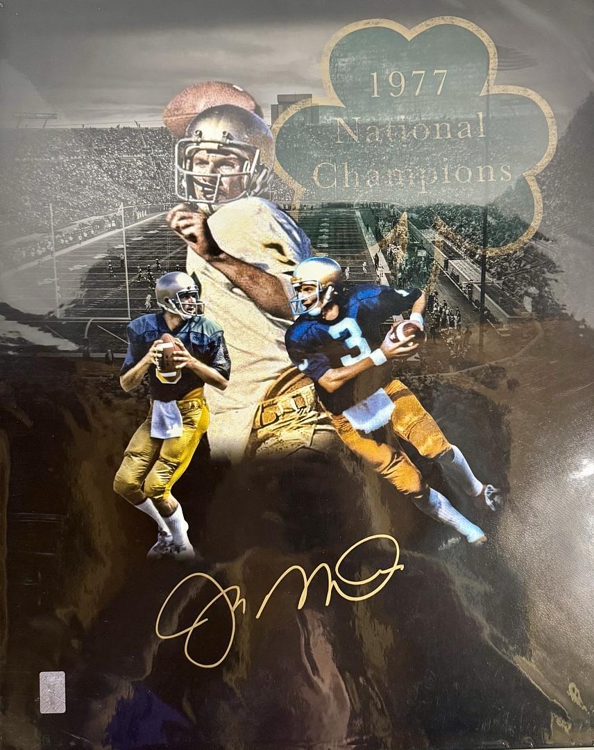 Joe Montana Signed 16x20 Photo Notre Dame 1977 National Champs - Montana COA #01