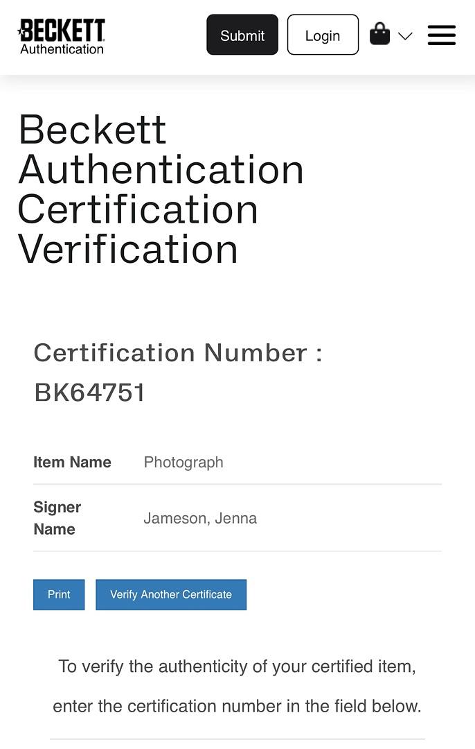 Jenna Jameson Signed 11x14 Photo - Beckett COA #02