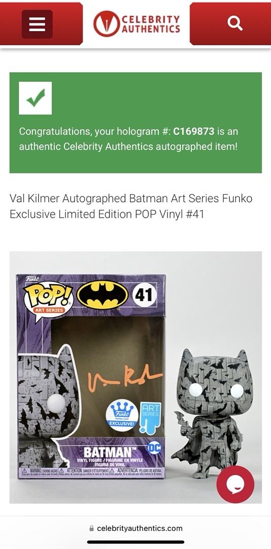 Val Kilmer Signed Funko Pop #41 Batman Art Series *RARE LIMITED EDITION* - Celebrity Authentics