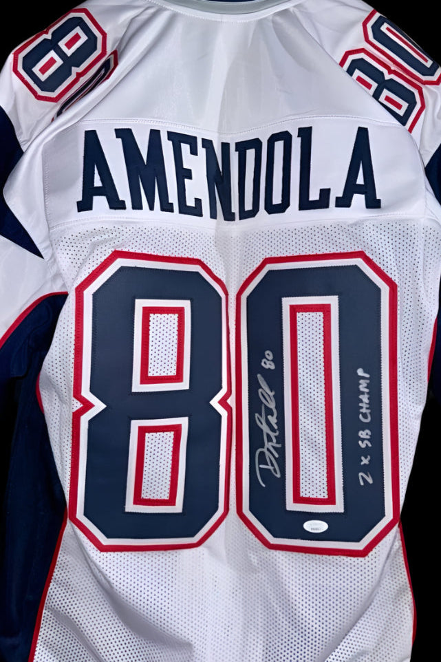 Danny Amendola Signed Custom White Patriots Jersey w/ "2x SB Champs" Inscription - JSA COA