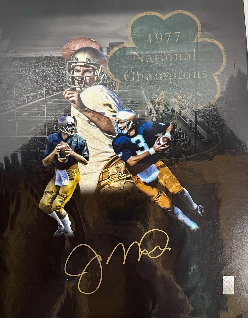 Joe Montana Signed 16x20 Photo Notre Dame 1977 National Champs - Montana COA #02