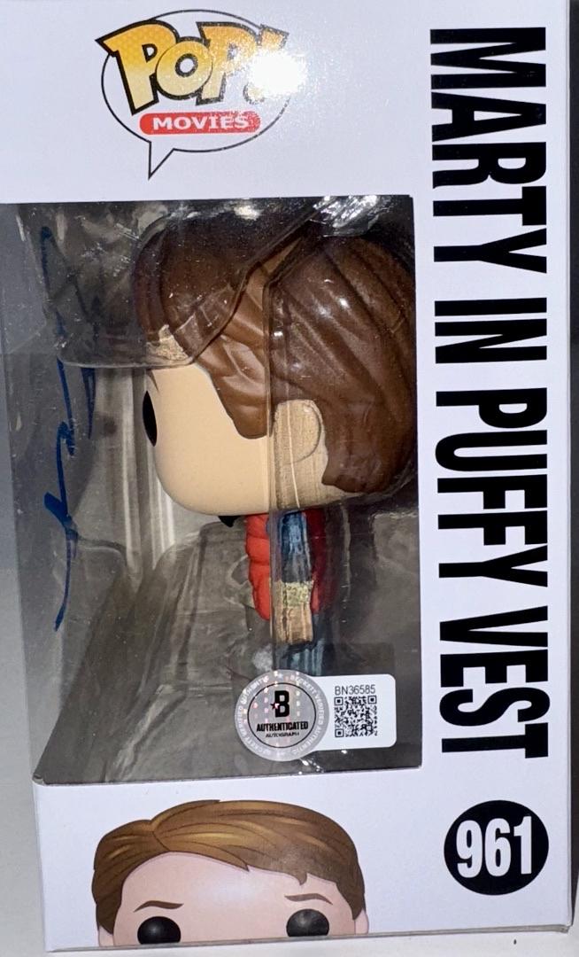 Michael J Fox Signed Funko Pop #961 Marty McFly Back To The Future - Beckett COA #1