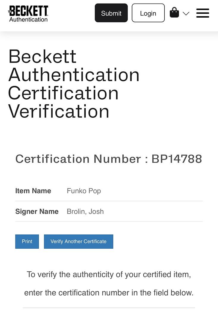 Josh Brolin Signed Funko Pop #1494 "Gurney Halleck" Dune - Beckett COA