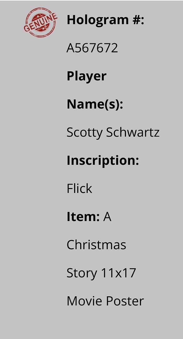 Scotty Schwartz Signed 11x17 Photo (Christmas Story) - Schwartz COA #02