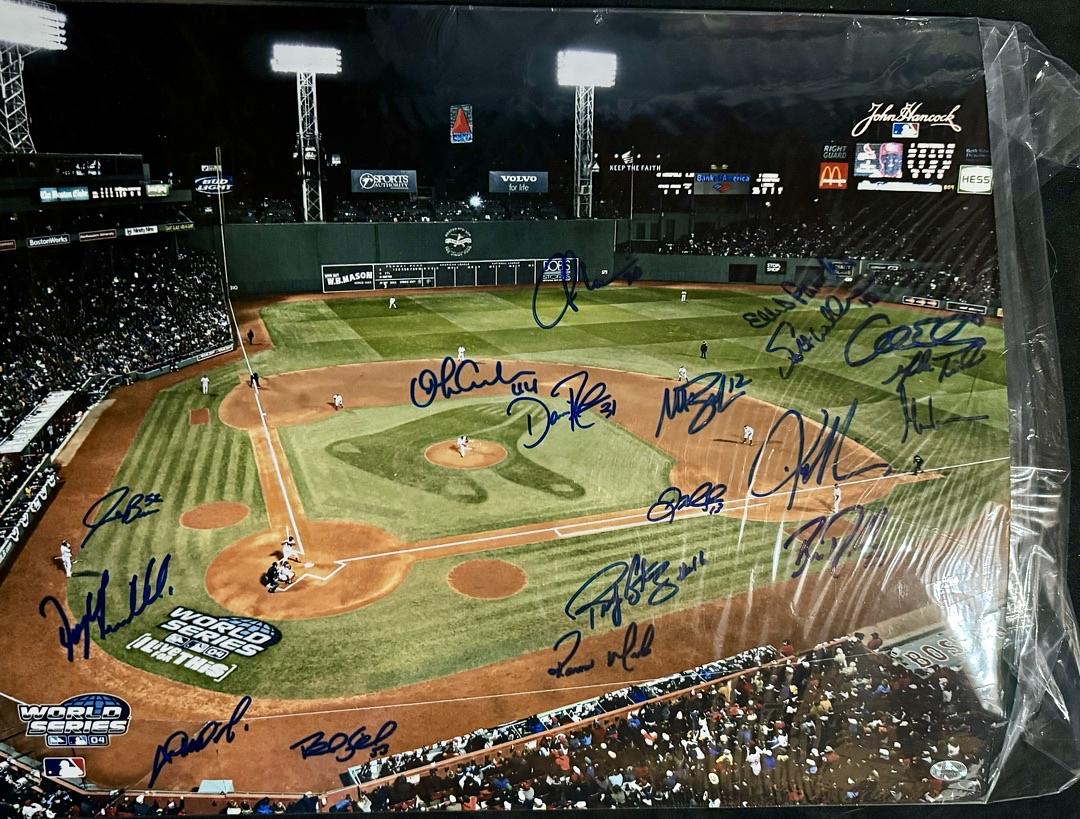 2004 Red Sox 16x20 World Series Signed Photo (Signed by 18 Alumni) - Sure Shot COA