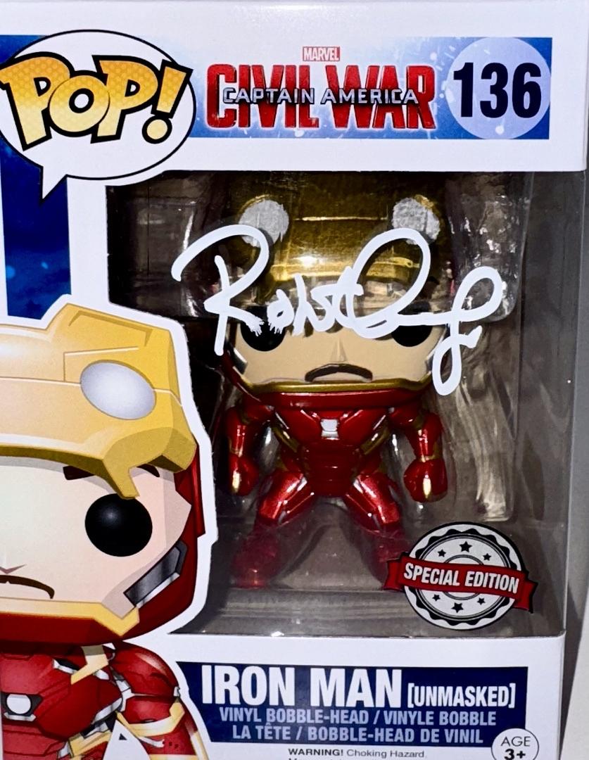 Robert Downey Jr. Signed Funko Pop #136 Iron Man (Avengers Civil War) - Beckett COA