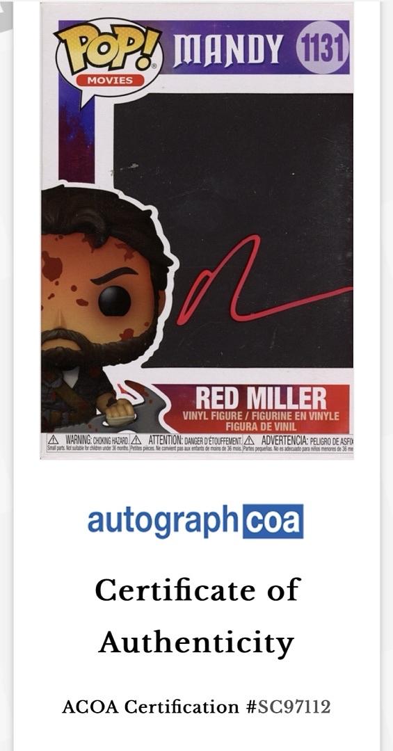 Nicholas Cage Signed Funko Pop #1131 "Red Miller" Mandy (Red Ink) - ACOA