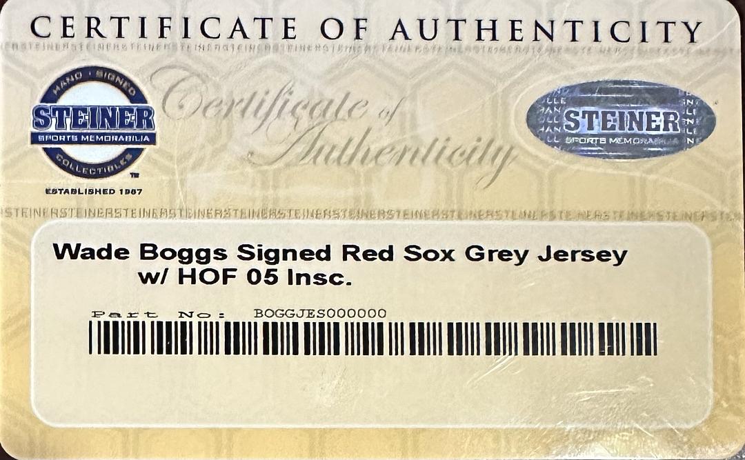 Wade Boggs Signed Red Sox Authentic Grey Majestic Jersey - Steiner COA