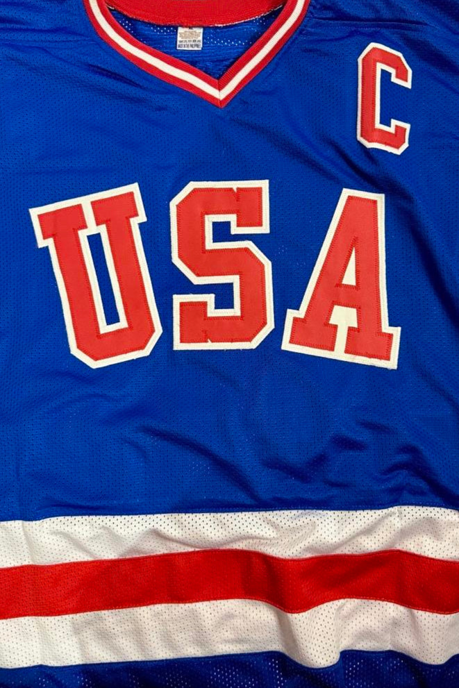 Mike Eruzione Signed Team USA Blue Jersey - JSA COA
