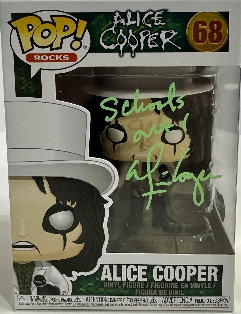 Alice Cooper Signed Funko Pop #68 "Schools Out" - Beckett COA #03
