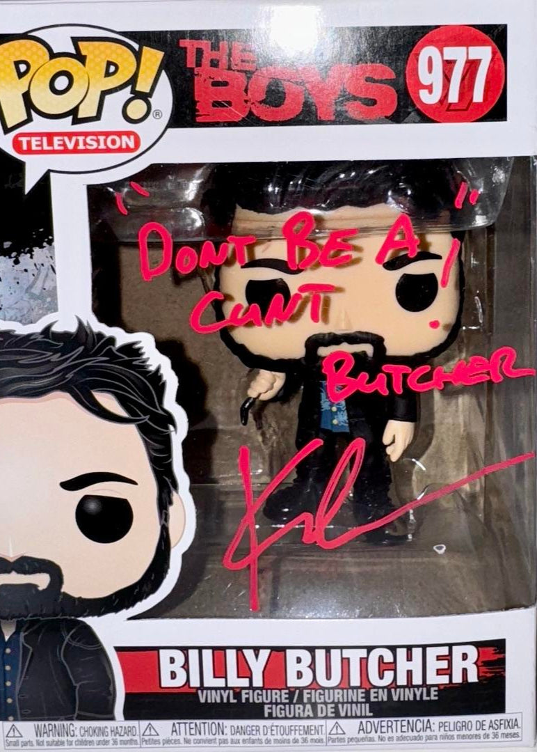 Karl Urban Signed Funko Pop #977 "Billy Butcher" (The Boys) w/Quote Red Ink - JSA COA