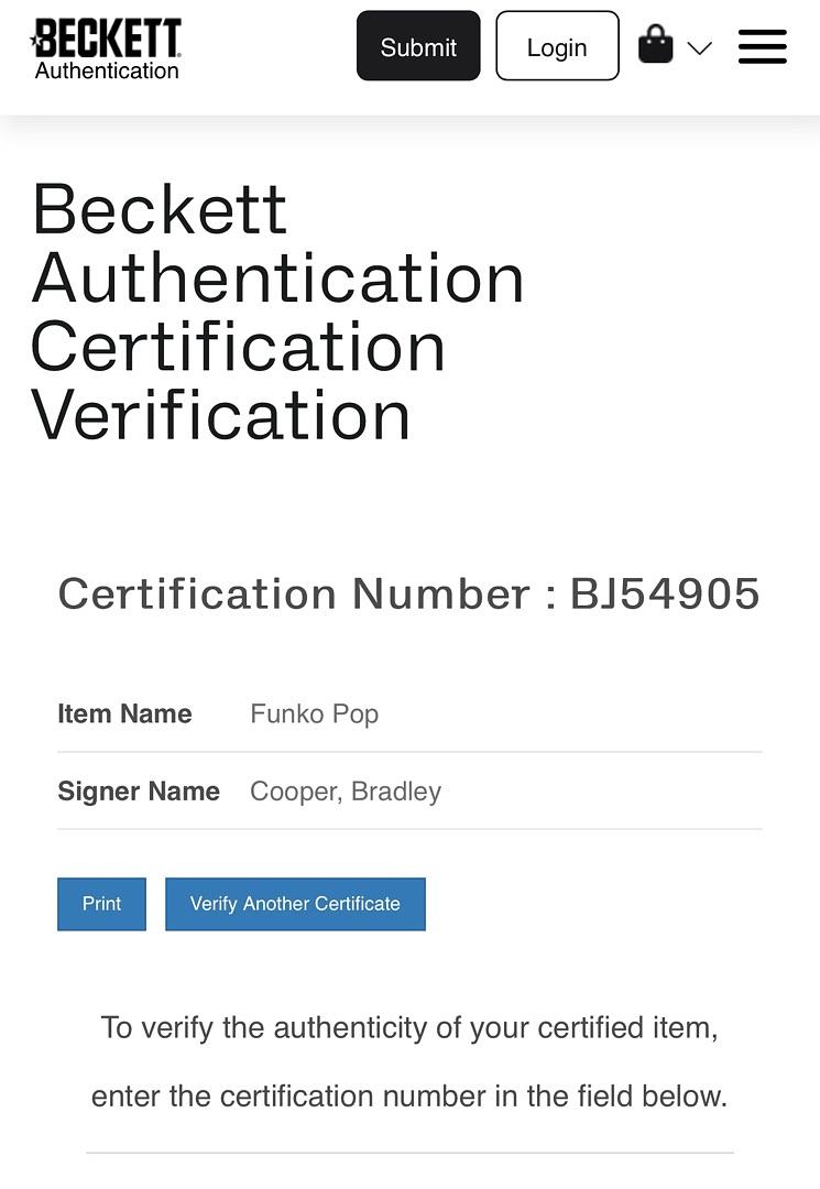 Bradley Cooper Signed Funko Pop #1211 "Rocket Raccoon" (GOTG) - Beckett COA #05
