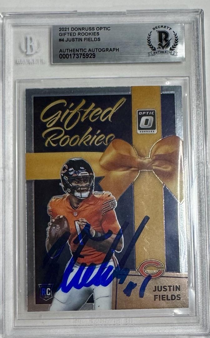 2021 Justin Fields Donruss Optic RC Gifted Rookie Panin - Beckett COA