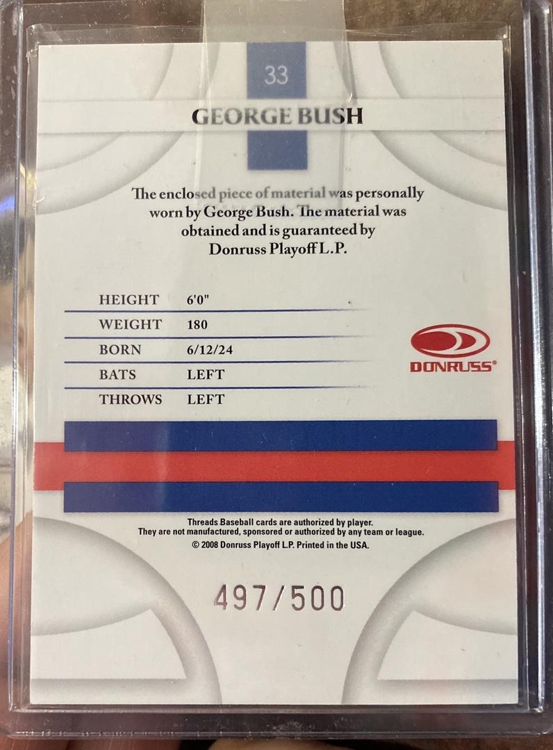 2008 George Bush Donruss Threads Swatch Card - #497/500